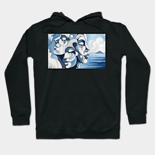 Overlapping faces, art deco Hoodie